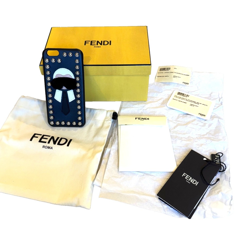 Fendi x Karl Lagerfeld Karlito‎ Fur Leather Stud Smartphone iPhone 6/6s Case